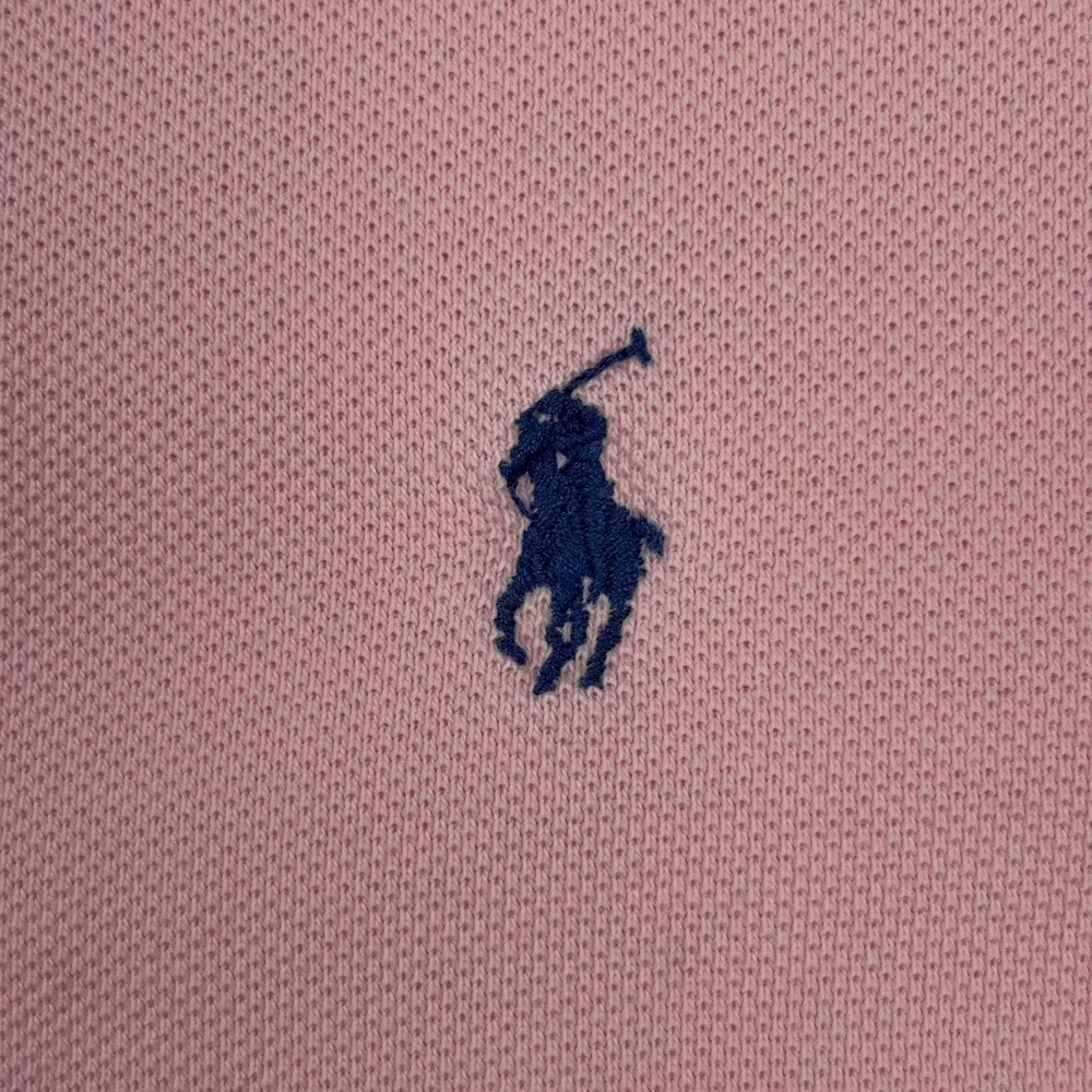 Vintage Y2K Polo Ralph Lauren Mesh Polo Shirt Mens M Pink Blue Pony Short Sleeve - Picture 5 of 9